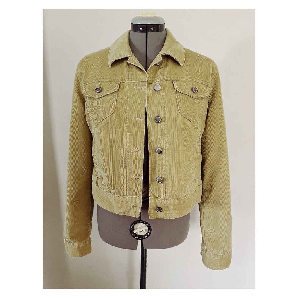 Gap Sz M Tan Corduroy Stretch Jacket Button Down Jean Jacket Style Cropped